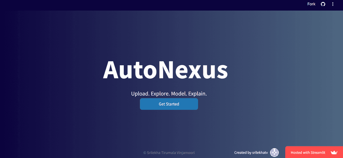 Screenshot of AutoNexus: Automate. Explore. Model. Explain.